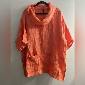 NWT 100% linen top coral IC by Connie K